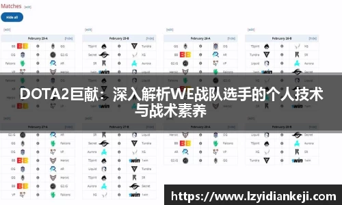 DOTA2巨献：深入解析WE战队选手的个人技术与战术素养